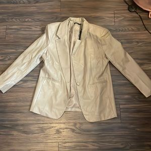 Oversized Cream leather blazer